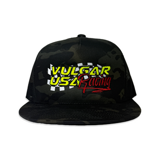 Racing Snapback - Black Camo With Neon Green