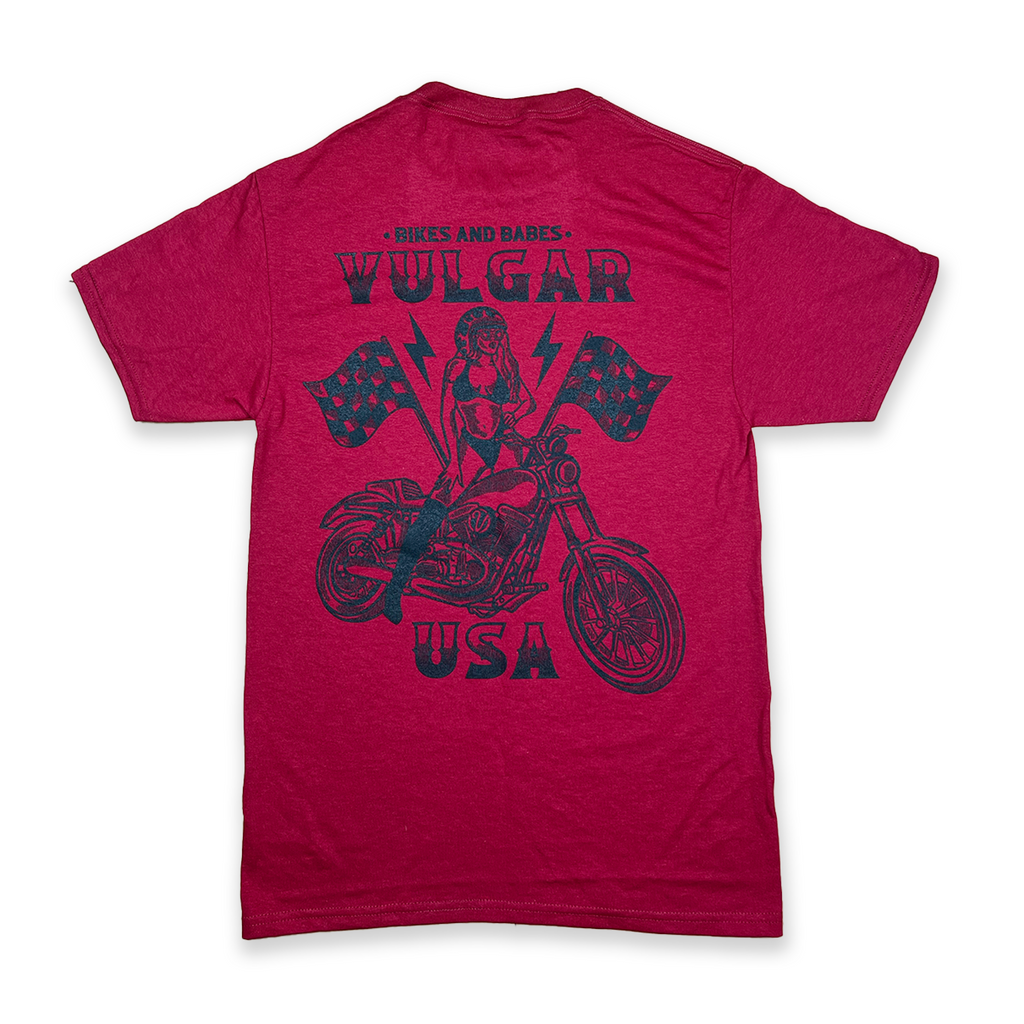 Bikes And Babes Tee - Cardinal