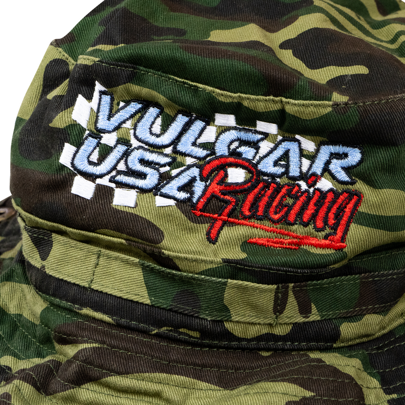 Army Green Camo Racing Bucket Hat