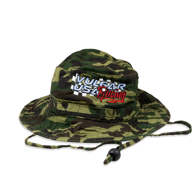 Army Green Camo Racing Bucket Hat