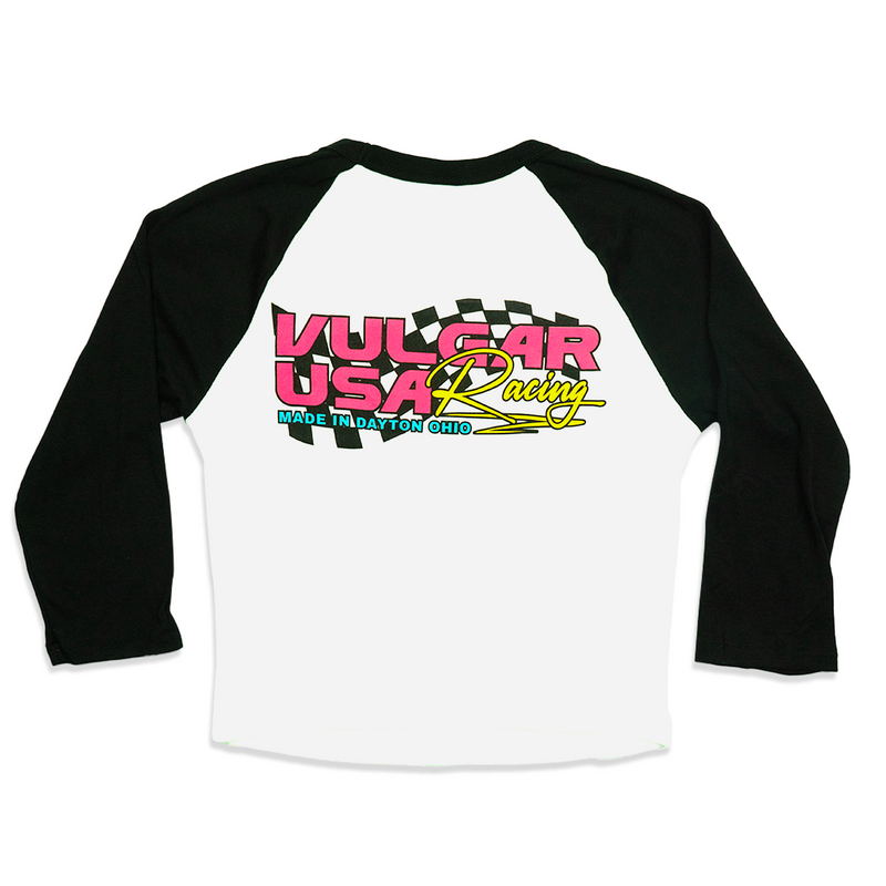 Women's 3/4 Racing Cropped Baseball T