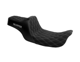 SLYFOX High Noon Seat - Double Diamond - Silver Logo - Silver Stitch - FXD/FLD '06-'17